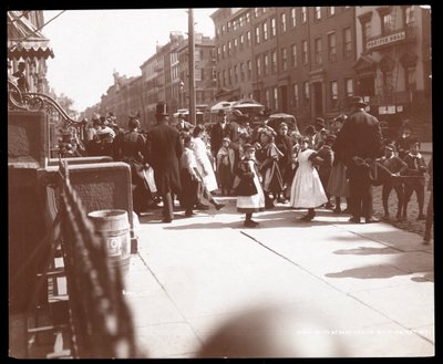 Escena callejera de Nueva York, 1898 de Byron Company